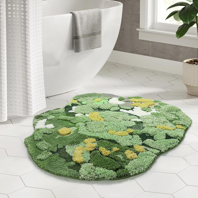 Red Barrel Studio?? Green Moss Bathroom Rugs, Plush Rug Soft Machine